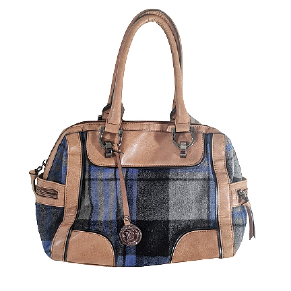 London fog blue plaid ashford purse